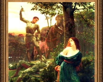 Sir Frank Francis Dicksee, Chivalry, 1885  - A4 / A3 reproduction fine art print. Heavyweight paper