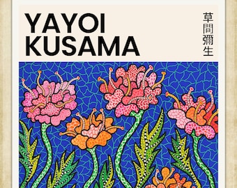 Yayoi Kusama, 草間 彌生, Summer Flower, A4 / A3 reproduction fine art print. Heavyweight paper / real art canvas