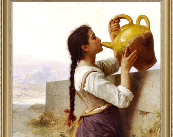 William Bouguereau, The Thirst, 1886, A4 / A3 reproduction fine art print. Heavyweight paper