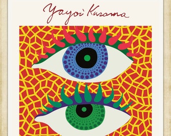 Yayoi Kusama, 草間 彌生, Evil Eyes Exhibition Poster, A4 / A3 reproduction fine art print. Heavyweight paper / real art canvas