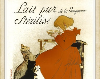 Steinlen - Lait, late 19th c - A4 / A3 Heavyweight art paper, pigment archival inks