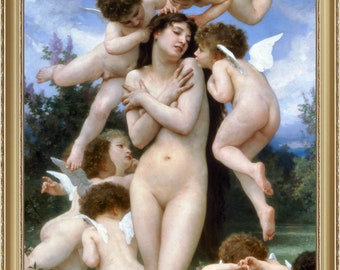 William Bouguereau, Springtime, 1886 - A4 / A3 reproduction fine art print. Heavyweight paper