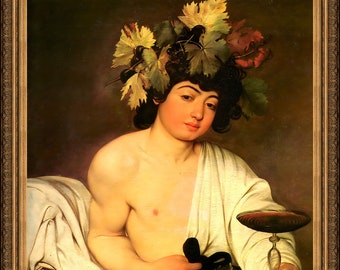 Caravaggio, Bacchus, 1596,  A4 / A3 reproduction fine art print. Heavyweight textured art paper/ real art canvas