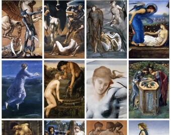 12 x Edward Burne-Jones postcards – a set of 12 reproduction art postcard-sized mini-prints -  premium-quality 300gsm matte photo card