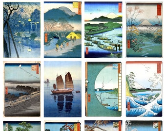 12 x Antique Japanese postcards (series 1) – a set of 12 reproduction art postcards - 300gsm premium-quality matte photo card
