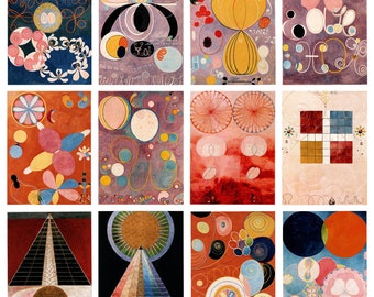 12 x Hilma af Klint postcards – a set of 12 reproduction art postcards - 300gsm premium-quality matte photo card