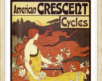 Frederick Winthrop Ramsdell, American Crescent Cycles, 1899, A4 / A3 Heavyweight art paper, pigment archival inks