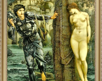 Edward Coley Burne-Jones, The Rock of Time, 1885- A4 / A3 reproduction fine art print. Heavyweight paper / real art canvas