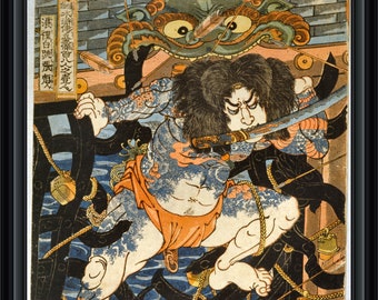 Utagawa Kuniyoshi - Heroes from Water Margin, 108 - 19c Japanese woodblock print, A4 / A3 heavyweight art paper, archival inks