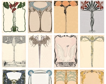 12 x Vintage Art Nouveau postcards (7) – a set of 12 1890s German Art Nouveau & 'Jugendstil' reproduction art postcards.