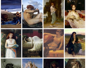 12 x Alexandre Cabanel postcards – a set of 12 reproduction art postcard-sized mini-prints -  premium-quality 300gsm matte photo card