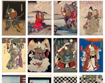 12 x Antique Samurai postcards (4) a set of 12 individual 19th century reproduction art postcards - premium-quality 300gsm matte photo card