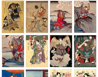 12 x Antique Samurai postcards (2) a set of 12 individual 19th century reproduction art postcards -  premium-quality 300gsm matte photo card