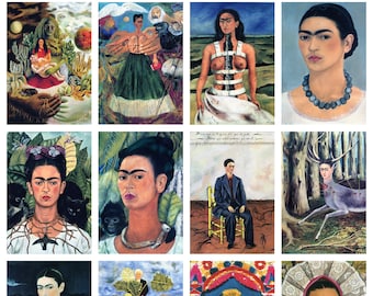 12 x Frida Kahlo postcards #1 – a set of 12 reproduction art postcard-sized mini-prints - 300gsm premium-quality matte photo card