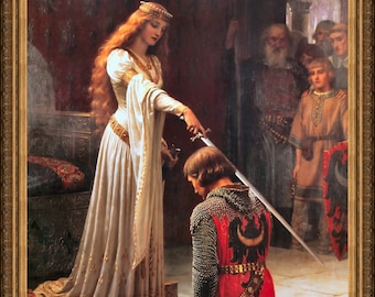 Edmund Blair Leighton - Accolade, 1901 - A4 / A3 reproduction fine art print. Heavyweight paper