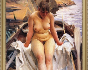 Anders Zorn, In Werner's Rowing Boat, 1917 - A4 / A3 reproduction fine art print. Heavyweight paper , archival inks