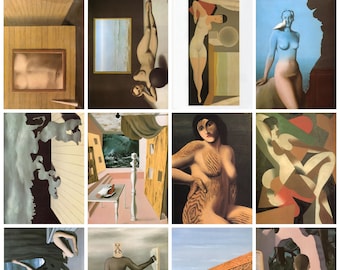 12 x  René Magritte postcards #1 – a set of 12 reproduction art postcard-sized mini-prints -  premium-quality 300gsm matte photo card