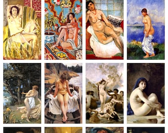 12 x Old Masters 'classic nudes' postcards, various artists – a set of 12 reproduction art postcards -  premium 300gsm matte photo card