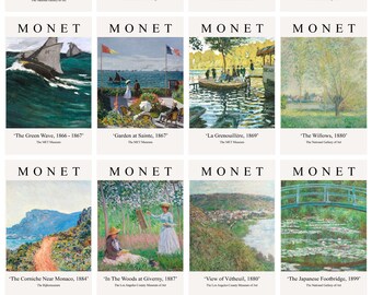12 x Claude Monet postcards – a set of 12 reproduction art postcard-sized mini-prints -  premium-quality 300gsm matte photo card