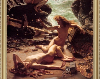 Edward Poynter, Cave of the Storm Nymphs, 1903 - A4 / A3 reproduction fine art print. Heavyweight paper