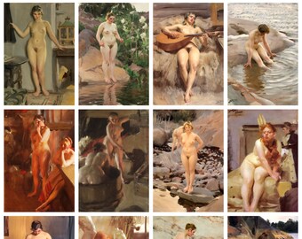 12 x Anders Zorn postcards – a set of 12 reproduction art postcards -  premium-quality 300gsm matte photo card