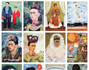 12 x Frida Kahlo postcards #2 – a set of 12 reproduction art postcard-sized mini-prints - 300gsm premium-quality matte photo card