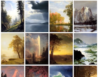 12 x Albert Bierstadt  postcards – a set of 12 reproduction art postcard-sized mini-prints - 300gsm premium-quality matte photo card