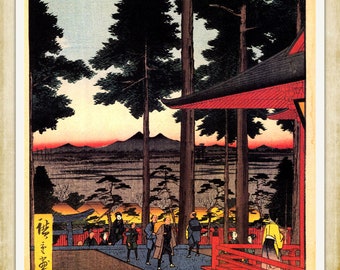 Ando Hiroshige - Inari Shrine at Oji - 19th c Japanese woodblock print, A4 / A3 heavyweight art paper, archival inks