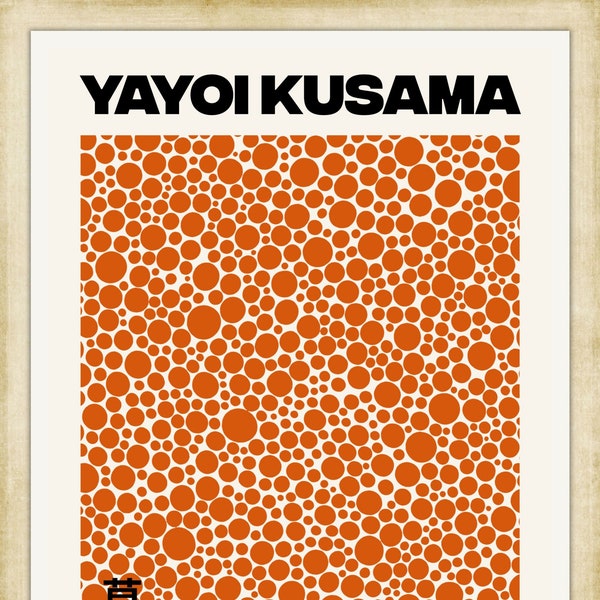 Yayoi Kusama, 草間 彌生, Orange Dots, Exhibition Poster, A4 / A3 reproduction fine art print. Heavyweight paper / real art canvas