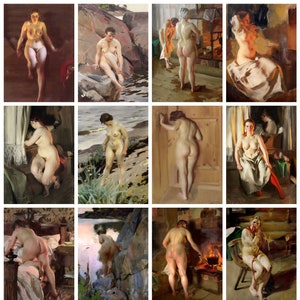 12 x Anders Zorn postcards II – a set of 12 reproduction art postcard-sized mini-prints -  premium-quality 300gsm matte photo card