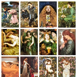 12 x Pre-Raphaelite postcards, various artists – a set of 12 reproduction art postcards -  premium-quality 300gsm matte photo card