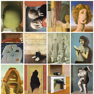 12 x cartes postales René Magritte n°3 - lot de 12 reproductions de mini-impressions d'art de la taille d'une carte postale - carte photo mate de qualité supérieure 300 g
