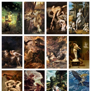 12 x Strange Mythologies Postkarten verschiedener Künstler - ein Set von 12 Reproduktion Kunstpostkarten - hochwertiger 300gsm matter Fotokarton