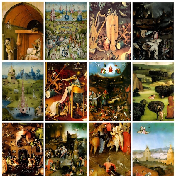 12 x Hieronymus Bosch postcards – a set of 12 reproduction art postcards -  premium-quality 300gsm matte photo card