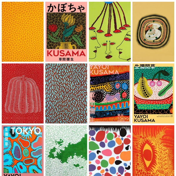 12 x Yayoi Kusama 草間 彌生 cartes postales V - un ensemble de 12 cartes postales d'art de reproduction - carte photo mate 300 g/m² de qualité supérieure