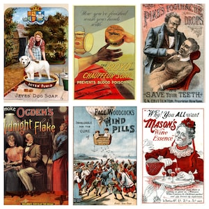 12 x Victorian Werbe-Postkarten (2) eine Sammlung von 12 individuellen 19thc. Reproduktion Kunst Postkarten Premium 300gsm matte Fotokarte