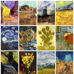 12 cartes postales Vincent van Gogh (série 1) - lot de 12 reproductions d'art - carte photo mate 300 g de qualité supérieure