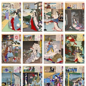 12 cartoline antiche giapponesi, broccati orientali (2) – un set di 12 cartoline artistiche riprodotte – carta fotografica opaca da 300 gsm di qualità premium
