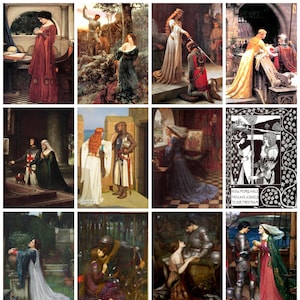 12 x cartes postales de chevalerie médiévales - un ensemble de 12 mini-impressions d'art de la taille d'une carte postale - carte photo mate de haute qualité 300 g