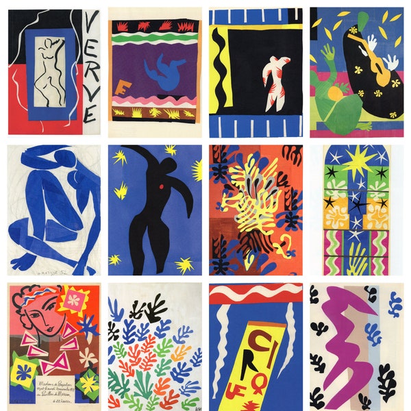 12 x Henri Matisse Postkarten - ein Set von 12 Reproduktionskunstpostkarten - 300 g / m² hochwertige matte Fotokarte