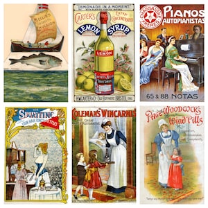 12 postales publicitarias victorianas (3) una colección de 12 postales artísticas de reproducción individuales del siglo XIX. Tarjeta fotográfica mate premium de 300 g/m².