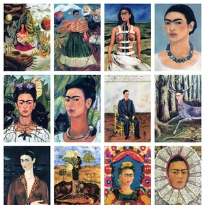 12 x Frida Kahlo Postkarten #1 - ein Set von 12 Mini-Prints in Postkartengröße - auf 300g/m² hochwertigem, mattem Fotokarton