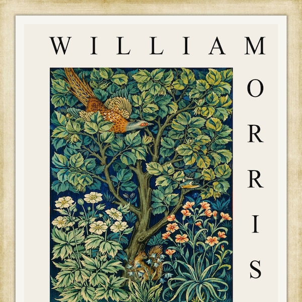 William Morris, Cotton Prints Exhibition Poster, A4 / A3 reproduction fine art print. Heavyweight textured art paper