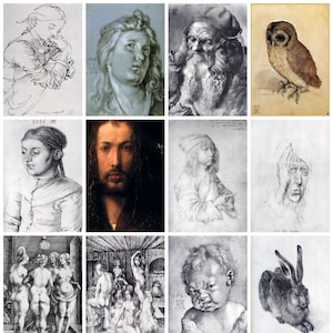 12 postales de Alberto Durero: un conjunto de 12 miniimpresiones del tamaño de una postal artística de reproducción - Tarjeta fotográfica mate de primera calidad de 300 g/m²