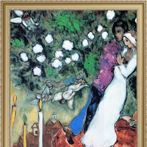 Marc Chagall, The Three Candles, 1938, A4 / A3 reproduction fine art print. Heavyweight paper / real art canvas image 1