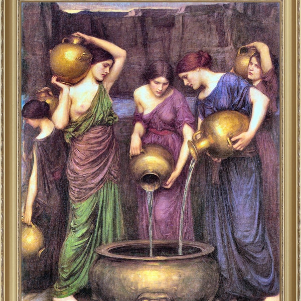 John William Waterhouse,   The Danaïdes, 1904 - A4 / A3 reproduction fine art print. Heavyweight paper / real art canvas