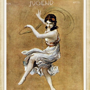 Vintage Art Nouveau print 033 a rare early 20th Century German 'Jugendstil' art print. A4 / A3 Heavyweight art paper, archival inks image 1