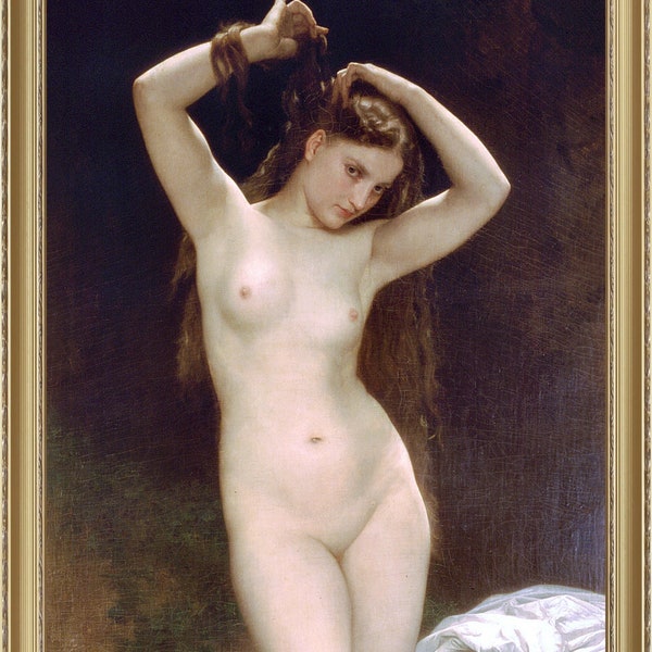 William Bouguereau, Bather, 1870, -  A4 / A3 reproduction fine art print. Heavyweight paper / real art canvas
