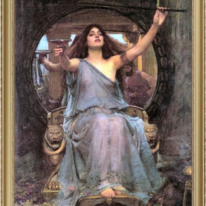 John William Waterhouse, Circë Offers the Cup, 1891 - Reproduction en impression d'art A4/A3. Papier épais