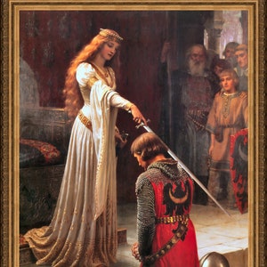 Edmund Blair Leighton - Accolade, 1901 - A4 / A3 reproduction fine art print. Heavyweight paper / real art canvas